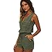 TAORE Women's Sexy Drawstring Jumpsuits Rompers Shhort Pants Bodysuit Top (M, Green)