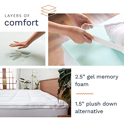 ViscoSoft 4 Inch Pillow Top Memory Foam Mattress Topper King Made in