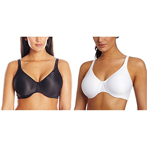 Bali Women's 2 Pack Passion For Comfort Minimizer Underwire Bra, Black/White, 38D