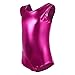 Arshiner Girls' Gymnastics Solid Sparkle Leotard One-piece suits Rose Red 120(Age for 4-5Y)