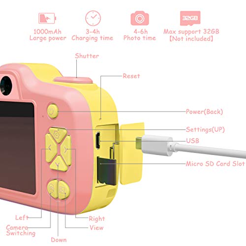 Joytrip Kids Video Camera for Girls Gifts HD 2.3 Inches Screen 12MP Kids Digital Cameras Shockproof Children Selfie Toy Camera Anti-Fall Mini Child Camcorder for Child Age 3-14 (Pink)