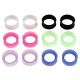 PiercingJ 12pcs Ultra Thin Silicone Double Flared Flexible Tunnel Ear Stretching Plug Gauge - 6 Pairs