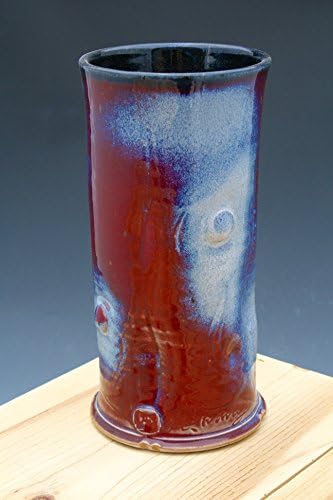 Hand Crafted Red to Blue Flower Vase #53, Sculpted Pottery Vase, Large Glass, Sculptural Ceramics