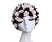 Medifier Lace Vintage Swim Cap Floral Petal Retro Style Bathing Caps for Women Rose Pink and Black