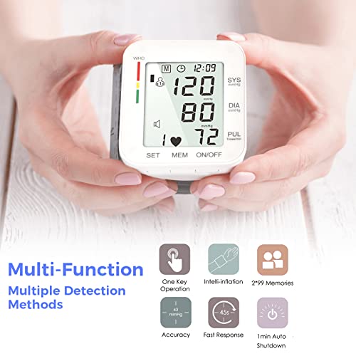 MMIZOO Wrist Blood Pressure Monitor Bp Monitor Large LCD Display Blood