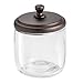 mDesign Glass Soap Dispenser Pump and Canister Jar for Bathroom Vanities, 2 pc Set - Clear/Bronze