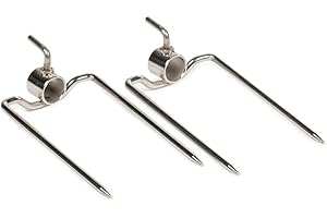 TITAN GREAT OUTDOORS Ash & Ember Pair Dual Prong BBQ Rotisserie Forks Fit 1" Round Rotisserie Spit Rod, Stainless Steel Tapered Prongs for Easy Insertion