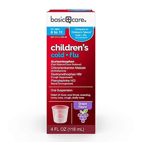 Amazon Basic Care Children's Pain Relief Cold & Flu Oral Suspension