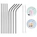 Premium Zulay Extra Long Stainless Steel Straws - Metal Reusable Metal Straws for Kids - 8 Pack 10.5 Inch Drinking Straw Replacement Set + 2 Cleaning Brushes