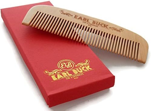 Wooden Beard Comb for Men in Gift Box - Hip and Elegant Wood Design by Earl Buck Made of Natural Wood, Perfect for Your Beard, Mustache & Hair & use with Beard Oil & Beard Balm