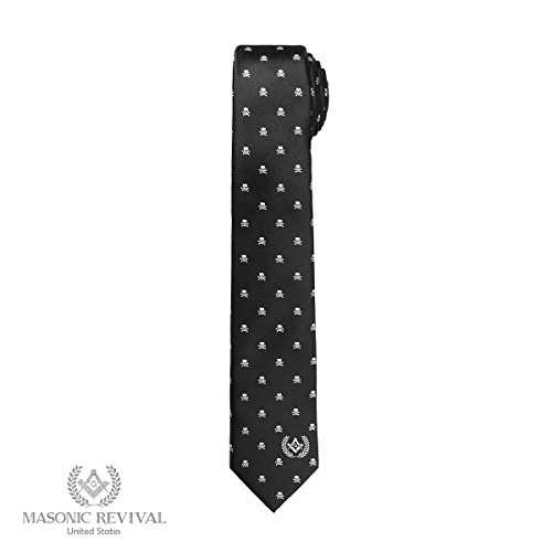 Memento Mori Necktie by Masonic Revival (Skull and Bones Width: 2.5" Slim)