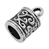 x Antique Silver Plated Alloy 6mm Kumihimo Tibetan End Caps - (HA03292) - Charming Beads by Charming Beads