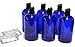 Baire Bottles 16 oz Empty Plastic Bottles with Squeeze Top for Shampoo Bottles, Lotion Bottle, Hand Sanitizer, 6 Pack, Waterproof Labels, PET, BPA Free USA (Blue with Black Disc, Damask Labels)
