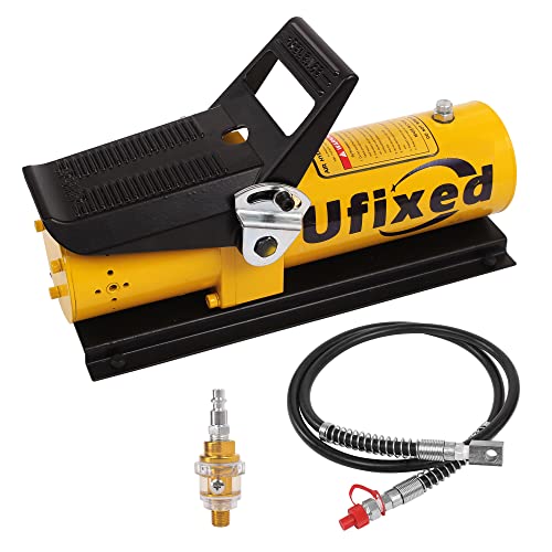 Ufixed Air Hydraulic Foot Pump 10,000 PSI 10 Ton Porta Power High Pressure Foot Control Pneumatic Hydraulic Pump with Air Line Lubricator (Yellow)
