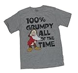 Authentic Disney 100% Grumpy All of the Time Mens Grey w/ Free Disney Stickers
