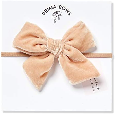 Handmade Velvet Fabric Bows For Girls, For Newborns Through Toddlers (1 Size Fits All) - Prima Bows