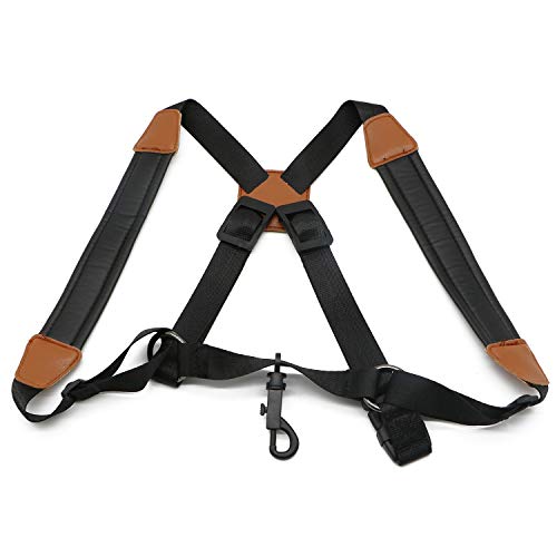 Saxophone Strap of Harness - Adjustable Soft Padded Sax Shoulder Strap Design for Bass Tenor Alto Saxophone with Snap Hook - Thumbnail 5