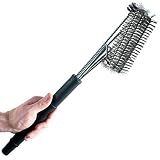 Heroic Grill Brush Stainless Steel BBQ Grill Brush With 3 Cleaning Heads, 18-Inch