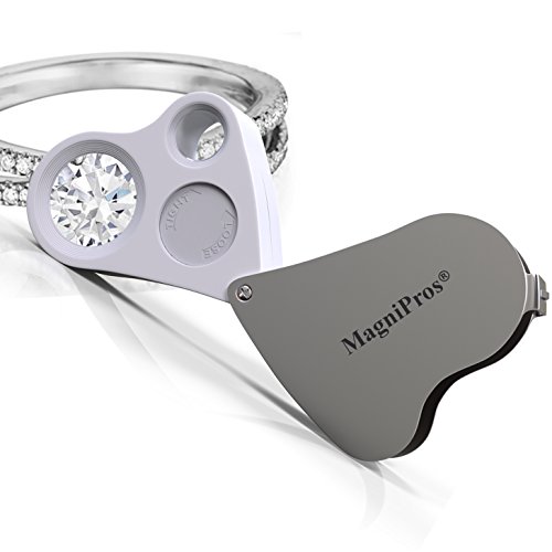 MagniPros 30X 60X LED Lighted Illuminated Jewelers Eye Loupe Jewelry Magnifier for Gems Jewelry Rocks Stamps Coins Watches Hobbies Antiques Models Photos