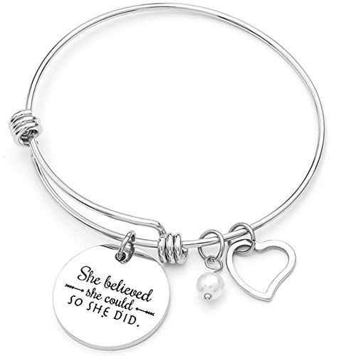 Jude Jewelers Stainless Steel Inspirational Encouragement Bracelet, She Believed She Could So She Di - //medicalbooks.filipinodoctors.org