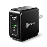 Quick Charge 3.0, iClever BoostCube 30W Dual USB Wall Charger with SmartID Tech for Galaxy S7 S6 Edge, Note 5 4, LG G5 G4, HTC One 10 A9 M9 M8, Nexus 6, iPhone SE 6S 6, iPad and More