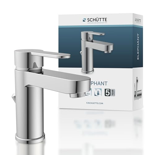 Schuette Elephant 34210 Wash Basin Mixer Tap with Drain Valve for Bathroom, Eccentric Rod, Chrome