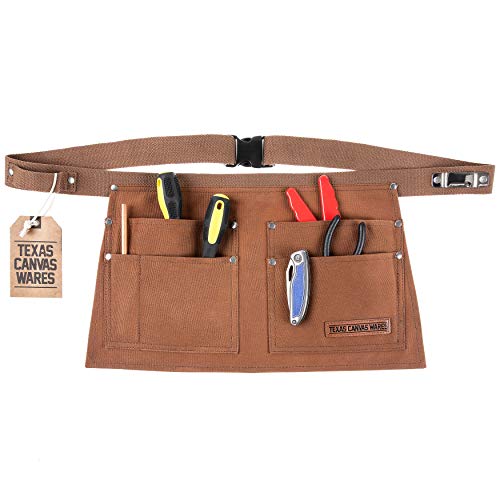 Tool Belt, Nail Apron, Waist Apron with Hammer Loop Tape Measure Clip, Waxed Canvas 5Pocket