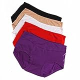 UWOCEKA Pack Of 5 Women's Panties Plus Size Bamboo Fiber Super Stretchy Soft Breathable High Middle Waist Briefs (3XL)