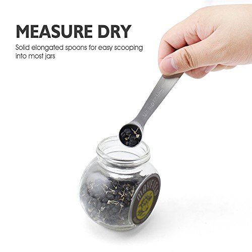 1Easylife 18/8 Stainless Steel Measuring Spoons, Set of 6 for Measuring Dry and Liquid Ingredients