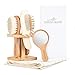 6-Piece Baby Hair Brush Set with Comb, Mirror, Handcraft Stand and Cotton Napkin | Hand Selected Natural Wood | Great Baby Shower Gift - by Natürlich Qualität