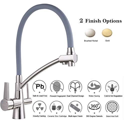 GAPPO Pull Out Kitchen Faucet with Lead Free Drink Water Filter Function Brushed Nickel