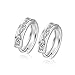 18K White Gold Plated Cubic Zirconia Round Hoop Earrings for Women Teen Girls Silver Earrings Jewelry (A1.Diamater 14mm / 18K White Gold Plated)