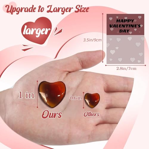 Valentines Cards With Heart, 24 Pieces Valentine'S Day Cards With Heart Shaped Crystals, Healing Crystals Heart Stones, Love Heart Gemstones For Lover, Valentine'S Day, Valentines Day Gift Ideas (A)