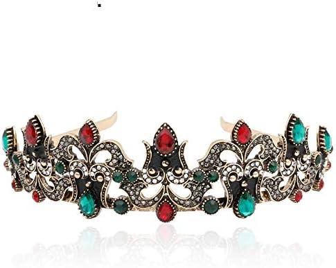 Turkish Women Gorgeous Flowers Crown Tiara Diadem Resin Crown Ancient Gold Color Open Headhand Jewelry Ethnic Wedding Social Affairs