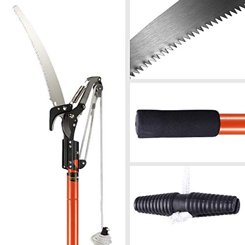 Deuba® Teleskop Astsäge 2in1 Nylon Seilzug max. Arbeitshöhe 4 Meter Astschere Baumsäge Gartensäge Baumschere – Bild 6