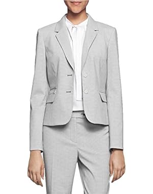 Calvin Klein Petite Two-Button Houndstooth Jacket Gray Size 12P
