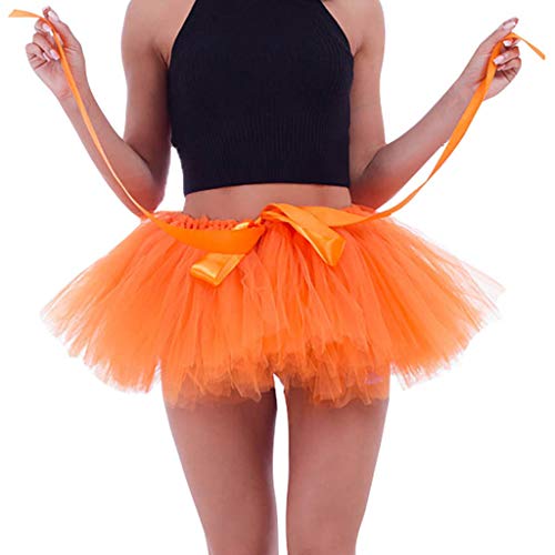 SUMSAYEI Womens Pleated Gauze Short Skirt Adult Tutu Dancing Skirt Hot Pink