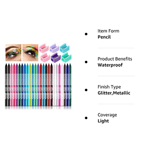 Leelosp 25 Color Eyeliner Pencil Set, Colorful Pearl Eyeliner Kit