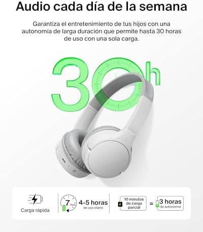 SoundForm Mini Kids Wireless Headphones with Built-In Microphone, 30H of Playback Time, & Fun Stickers - Over-Ear Headsets for Online Learning, School, Travel, iPhone, iPad, Galaxy - White