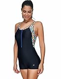 Zexxxy Women Patchwork Racerback Sports One-Piece Swimwear Swimsuit