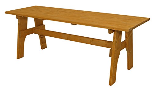 DEGAMO Gartengarnitur Essgruppe Freital XXL 3-teilig 200cm, 2X Bank 200cm und 1x Tisch 72x200cm, Massive Kiefer hell lackiert, Outdoor – Bild 4