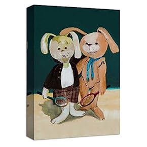Canvas Wall Art Bunny Cartoon Rabbits Painting Artwork for Home Prints Framed - 12x18 inches