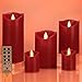 Flameless Candles, Battery Operated Flickering Candles Set of 5 Red Candles with Remote Timer by comenzar( Red)