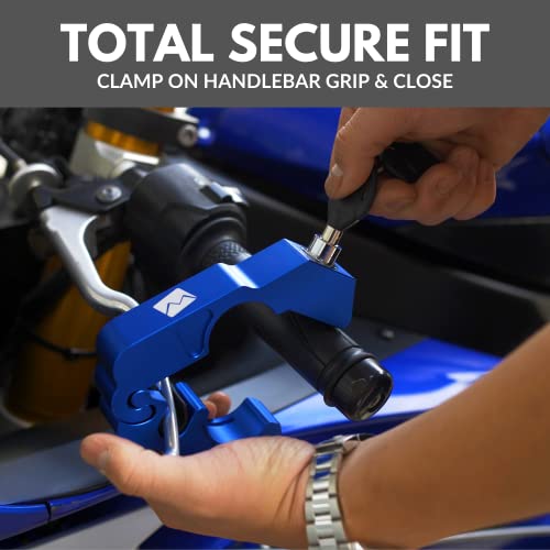 PLORIS by Monster Fairings Motorcycle Handlebar Grips, Heavy Duty Adjustable Anti Theft Motorcycle Lock for Protection (Blue)