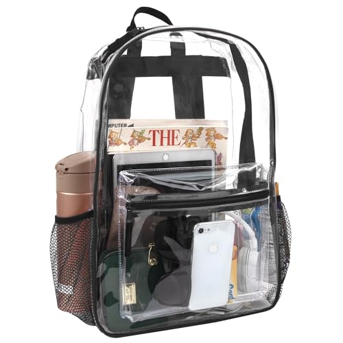 Trail maker Clear Backpack Heavy Duty with Padded Straps, Side Pockets for Kids, Boys, Girls, School, Stadium Approved Events