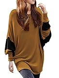 Allegra K Women's Scoop Neck Color Block Batwing Oversize Tunic Top