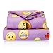 Chital Twin Bed Sheets for Girls | 3 Pc Colorful Kids Bedding Set | Purple Emoji Print | Durable Super-Soft, Double-Brushed Microfiber | 1 Flat & 1 Fitted Sheet, 1 Pillow Case | 15
