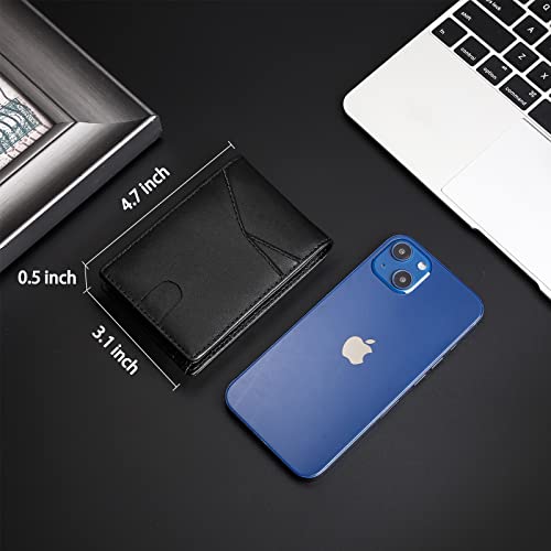 TOPTSOFI Wallet for Men, Slim Minimalist Mens Wallets with Hidden Card Slots Design, Bifold RFID Blocking Card Holder Gifts for Men (Top Layer Leather)