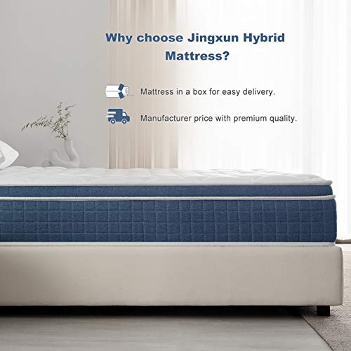Queen Mattress,JINGXUN 14 Inch Hybrid Innerspring Mattress with Memory