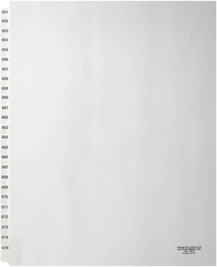Save Up To 70 Discount Blumberg Numerical Letter Size Side Tabbed Unpunched Binder Index Dividers Collated In Sets Of 25 Numbers 1 25 Office Products Save 50 75 Off Propangas Com Br